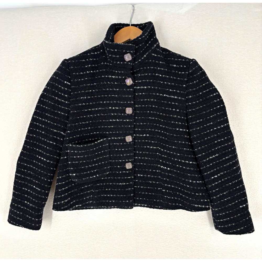 ba&sh Veste Lago Women's Black Striped Button Front  Tweed Jacket Size XS